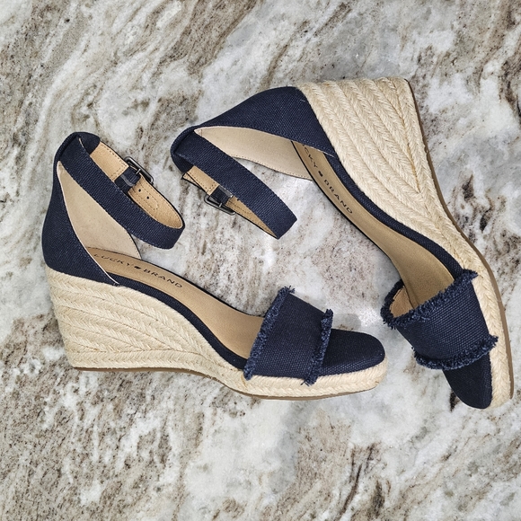 Lucky Brand Menika 2 Navy Espadrilles Shoes Wedge Heels Women's Size 6.5… - Picture 5 of 10